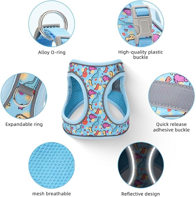 Step in Dog Harness and Leash Set, Flower Adjustable Easy Walk Puppy Harnesses, Soft Mesh Pet Vest Harness Small Size Dog Adjustable No Pull Dog Harness for Small Dogs and Cats(Bee, XXS)