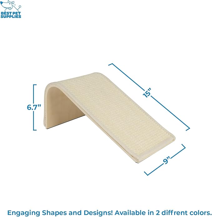 Best Pet Supplies Catify Cat Scratcher, Fun Interactive Scratchers, Posts, Poles, Claw Safe, Furniture Saver Indoor Play Support Natural Cat Behaviors Heavy Duty - Beige Ramp