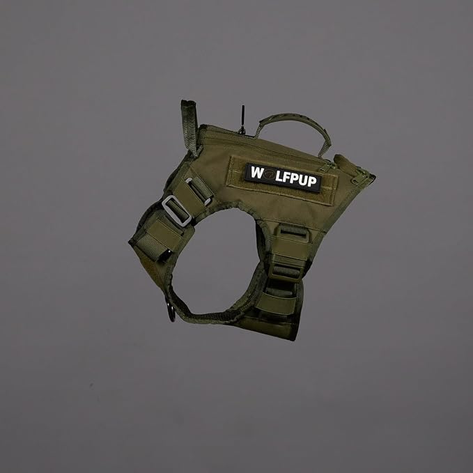 WOLFpak Tactical Dog Vest Harness No Pull Breathable (OD Green, X-Large) | Dual Grab Handles, 1000D Nylon, Four-Point Adjustment, MOLLE Attachment Panels, Three Storage Pockets, Metal Alloy Buckles