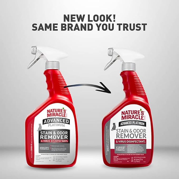 Nature's Miracle Advanced Platinum Stain and Odor Remover and Virus Disinfectant 32 Ounces, Eliminates Tough Dog Messes (Pack of 2)