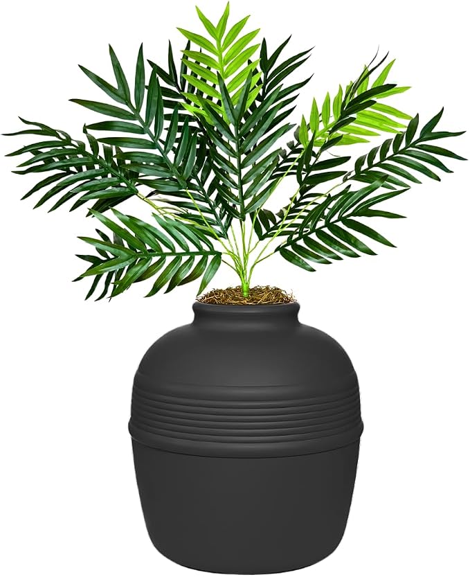 Good Pet Stuff Original Hidden Litter Box Planter, Decorative Cat Litter Enclosure with Carbon Filter, Artificial Palm Plant, Upgraded Design, Easy to Clean, Base Kit, Black Suede