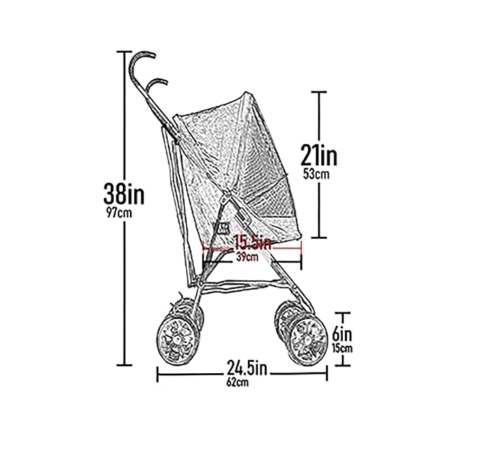 Pet Gear Travel Lite Plus Stroller, Compact, Easy Fold, No Assembly Required, Large Wheels for Cats and Dogs up to 15 pounds, Light Pink