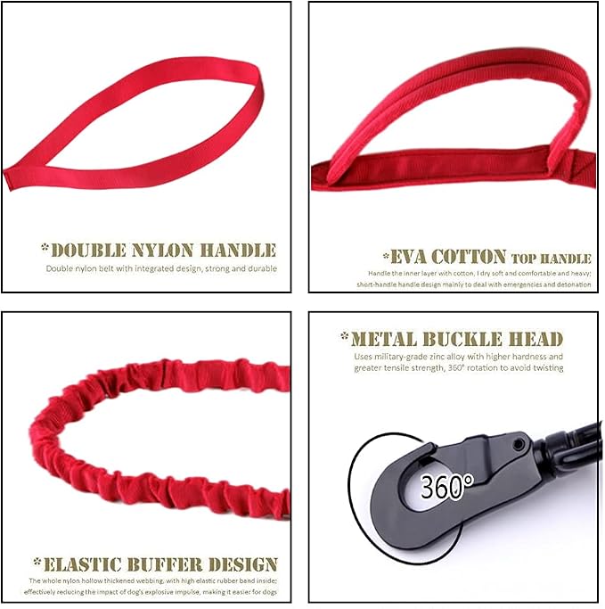 Tactical Dog Collar and Leash Set for Large Dogs with Control Handle,Red | 1000D Heavy-Duty Nylon Fabric,Quick-Release Metal Buckle,Adjustable Fit,Soft-Padded Webbing,D-Ring,for Training & Hiking,XXL