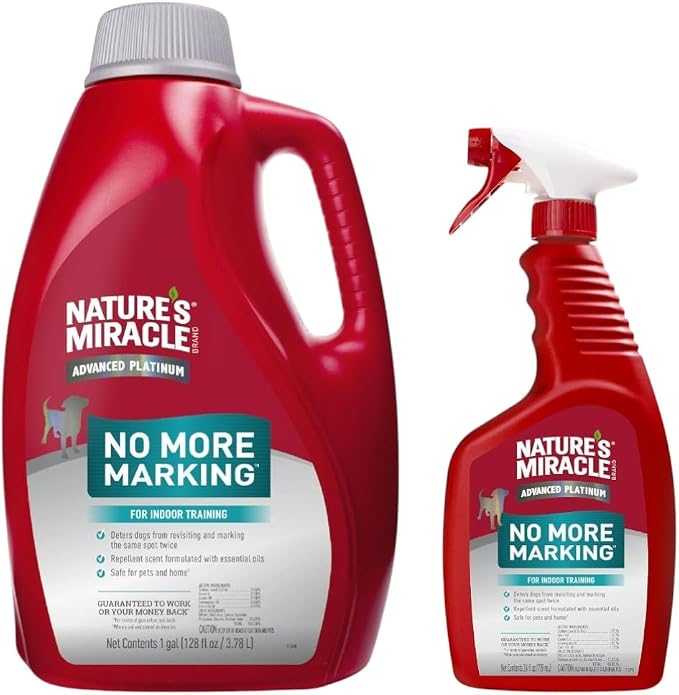 Nature's Miracle Advanced Platinum No More Marking Bundle Advanced Platinum No More Marking 128oz Bottle & 24oz Sprayer. Helps Discourage Repetitive Pet Marking