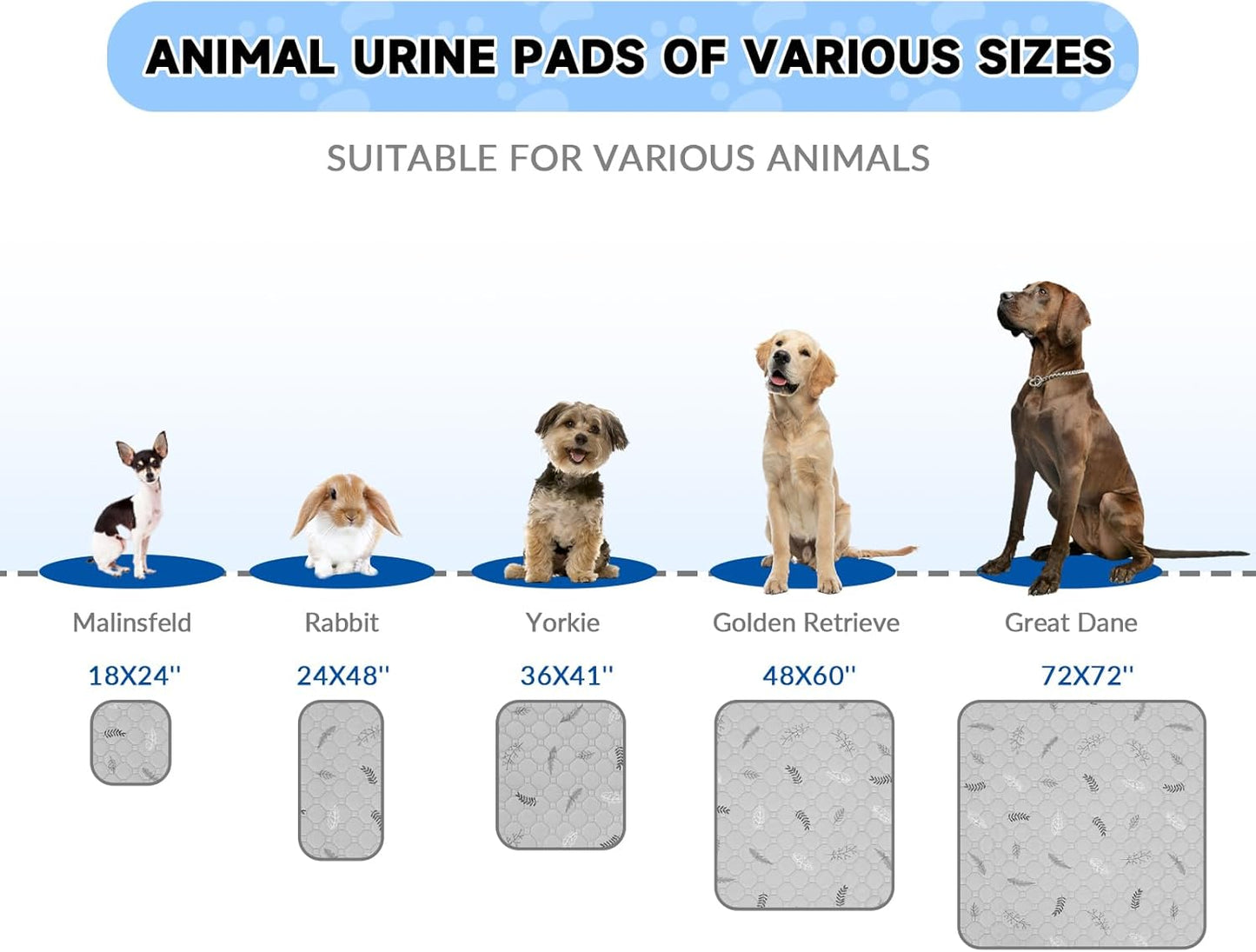 Sunheir Washable Pee Pads for Dogs 2-Pack Reusable Puppy Pads Pet Training Pads, Waterproof Dog Pee Pads for Crate, Whelping Pad, Non-Slip Protects Against Urine Leakage (Leaves - Sky Blue, 31x36)