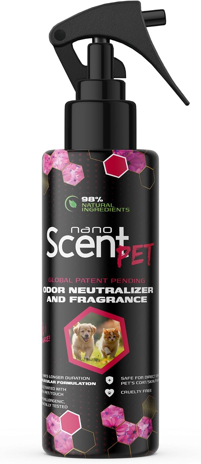 Pet Freshening & Odor Neutralizing Spray for Dogs, Cats, Fabrics, Pet Beds & Furniture, Fresh Between Baths, Touch-Activated Freshness, 98% Natural, Alcohol-Free Formula - Floral Daze (200mL) | Long-lasting Floral Daze freshness with nanoSCENT Technolo...