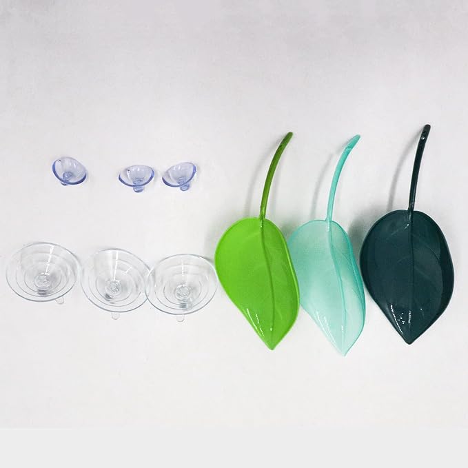 3 Pack Plastic Leaf Decorations with Suction Cups, Frog Habitat Platform, Reptile Decorations for Terrarium, Frog Tank Accessories, Terrarium Decor for African Dwarf, and Toad (Multicolor)