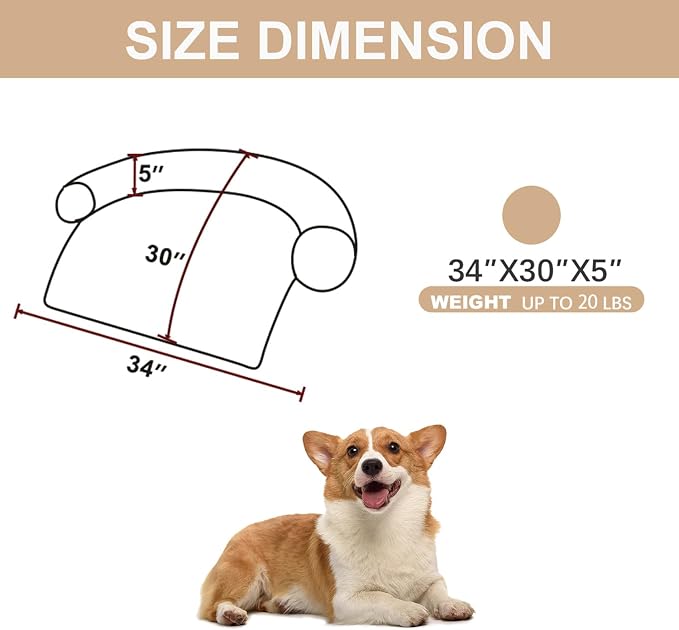 Luxurious Calming Dogs/Cats Bed Mats, Dog Pad Washable Removable Couch Cover, Plush Long Fur Mat for Pets, Waterproof Lining, Perfect for Small, Medium and Large Dogs and Cats (Beige, 34"x30")