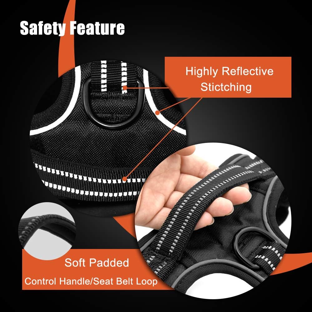 PHOEPET No Pull Dog Harnesses for Small Puppies Reflective Adjustable Front Clip Vest with 2 Metal Leash Attachment Hooks Soft Handle(S, Green)
