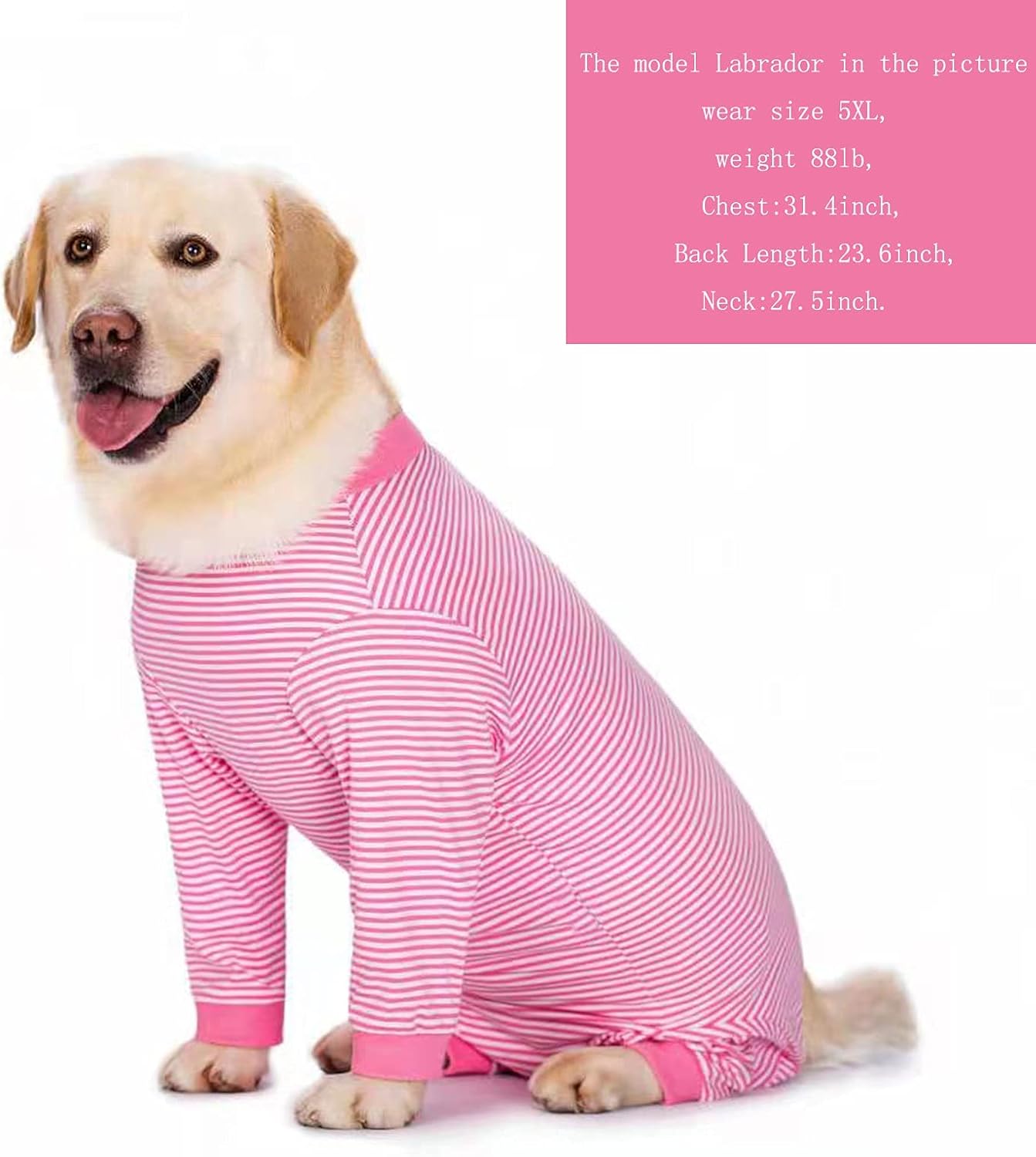 Yeapeeto Dog Onesie Surgery Recovery Suit for Large Medium Bodysuit Dogs Pajamas PJS Full Body for Shedding, Prevent Licking, Wound Protection, Cone Alternative (4X-Large (Pack of 1), Pink)