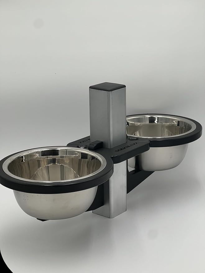 Dock Mounted Dog Bowl & Holder – Includes 2 Bowls-UV & Rust-Resistant, Marine-Grade, Easy No-Drill Installation, Made in the USA- Fits a 4" Square Post