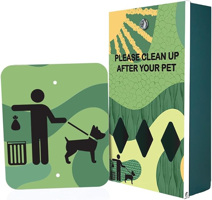 Zero Waste USA - DISPENSE-ART™ Roll Bag Dispenser & Sign - Green Land | UV-printed roll bag dispenser & matching sign, 400 bags, 25% more storage, mounts to walls, posts & fences