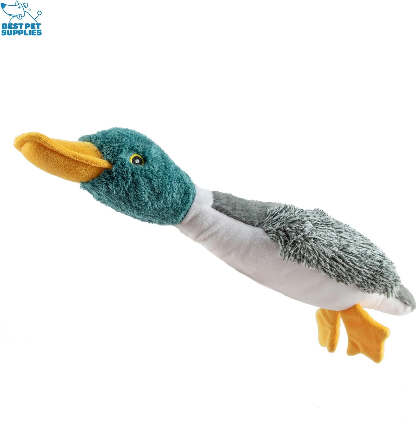 Best Pet Supplies Interactive Squeaky Dog Chew Toy, Ideal Dog Toys for Chewers, Small, Medium & Large Dogs, and Fetch Lovers - Mallard Duck (Gray, Gray, Brown), Small