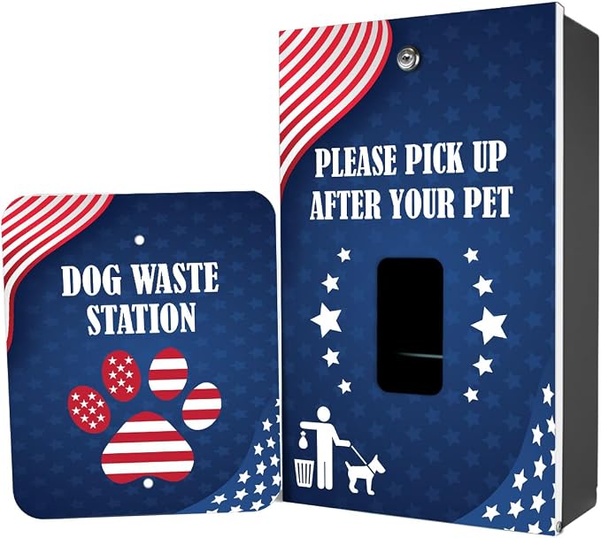 ZERO WASTE USA - Aluminum Dog Waste Station - Team USA | Matte Black | DISPENSE-ART™ UV printed aluminum station with MittN™ mitten bags, 25% more dispenser storage, commercial outdoor design