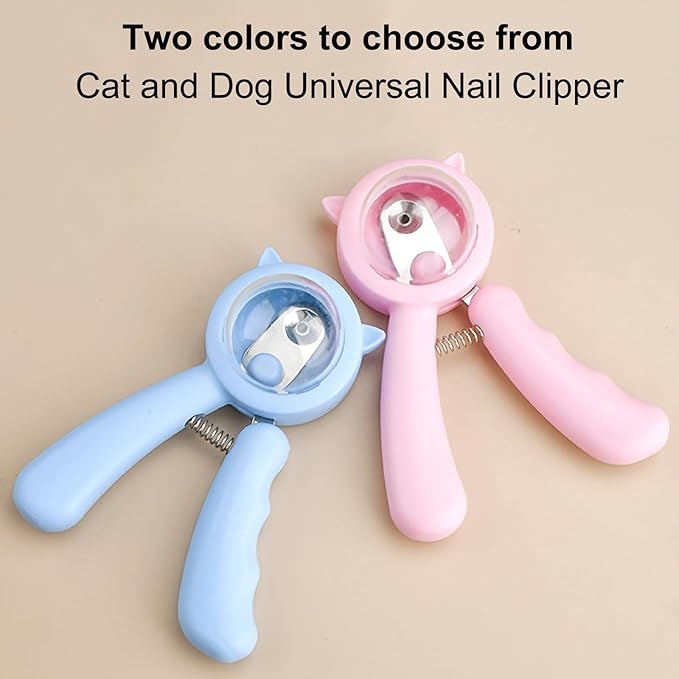 Dog Anti-Splash Pet Nail Clippers and Trimmer Set, Professional Stainless Steel Dog & Cat Nail Clippers with Safety Guard, Nail File, and Non-Slip Handle for Safe, Painless Grooming at Home, Blue