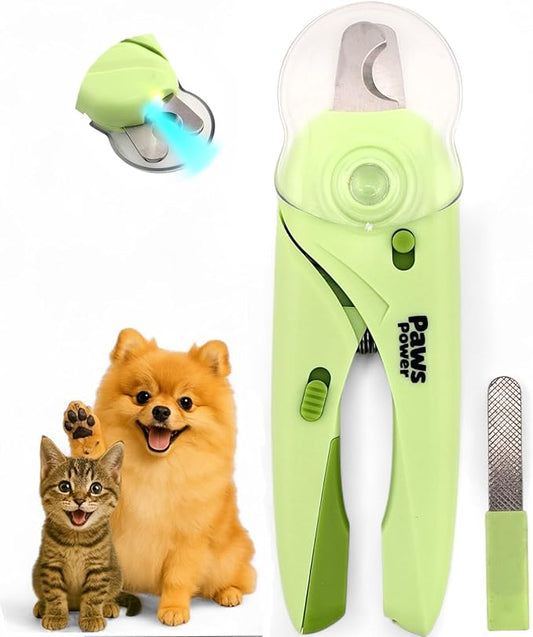 Cat Nail Clipper & Small Dog Nail Clippers with LED Light - Illuminates Nails & Bloodline for Safe, Easy Trimming - Extra Sharp, Avoid Over-Cutting - Essential Cat Supplies, Green