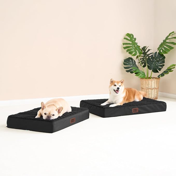 EHEYCIGA Orthopedic Dog Bed with Removable Washable Cover, Black, 30IN | Egg Crate Foam Support, Durable Oxford fabric, Non-Slip Bottom, Machine Washable, Soft Waterproof Plush Pet Bed Mat For Crate