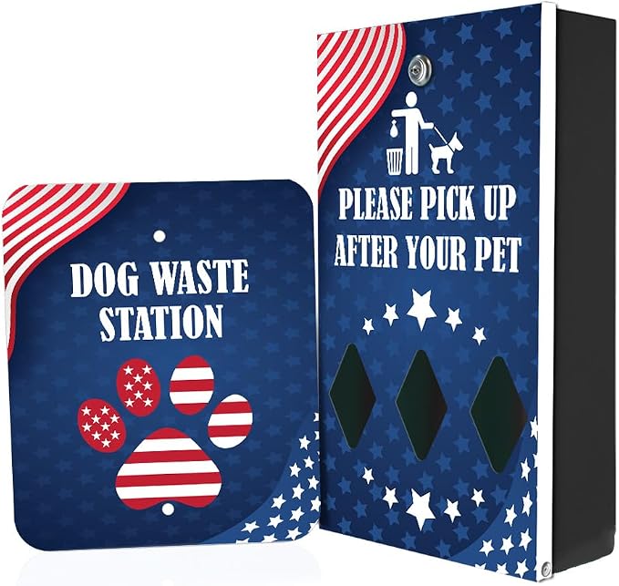 Zero Waste USA - DISPENSE-ART™ Mini Dog Waste Station - Team USA | UV-printed aluminum bag station with 400 bags, 25% larger dispenser, installs beside existing trash cans, 10-year warranty