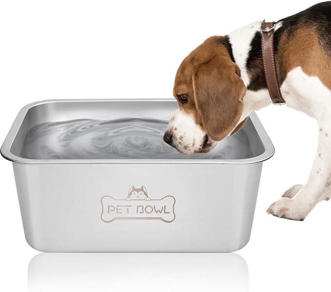 Vumdua Water Bowls for Large Dogs, 3 Gallons Durable Stainless Steel Dog Bowls - Big Capacity Water and Food Bowl for Indoor Outdoor, Easy to Clean