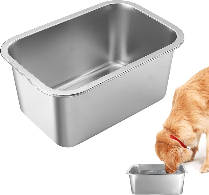 MEWTOGO 2 Gallons Large Capacity Food Grade Stainless Steel Dog Bowls | Dog Water Food Bowl, No Spilling, Durable, Easy to Clean, for Medium Large Breed Dogs Indoor Outdoor