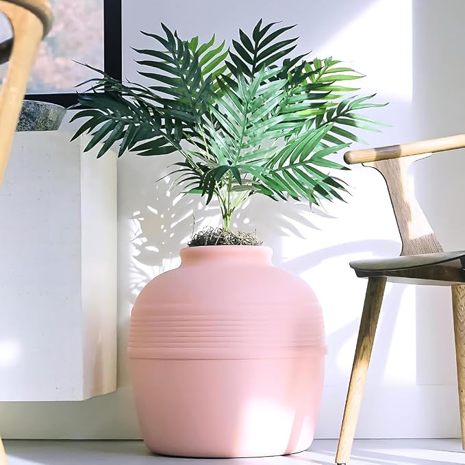 Good Pet Stuff Original Hidden Litter Box Planter, Decorative Cat Litter Enclosure with Carbon Filter, Artificial Palm Plant, Upgraded Design, Easy to Clean, Base Kit, Pink Coral