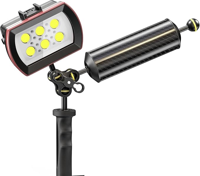 Sea frogs D60mm, 10'', Carbon Fiber Float Arm, Buoyancy Provided 410g | for Ultralight, Aquatic Arm, Underwater Camera System Diving Tray Video Light/Strobe GA-7