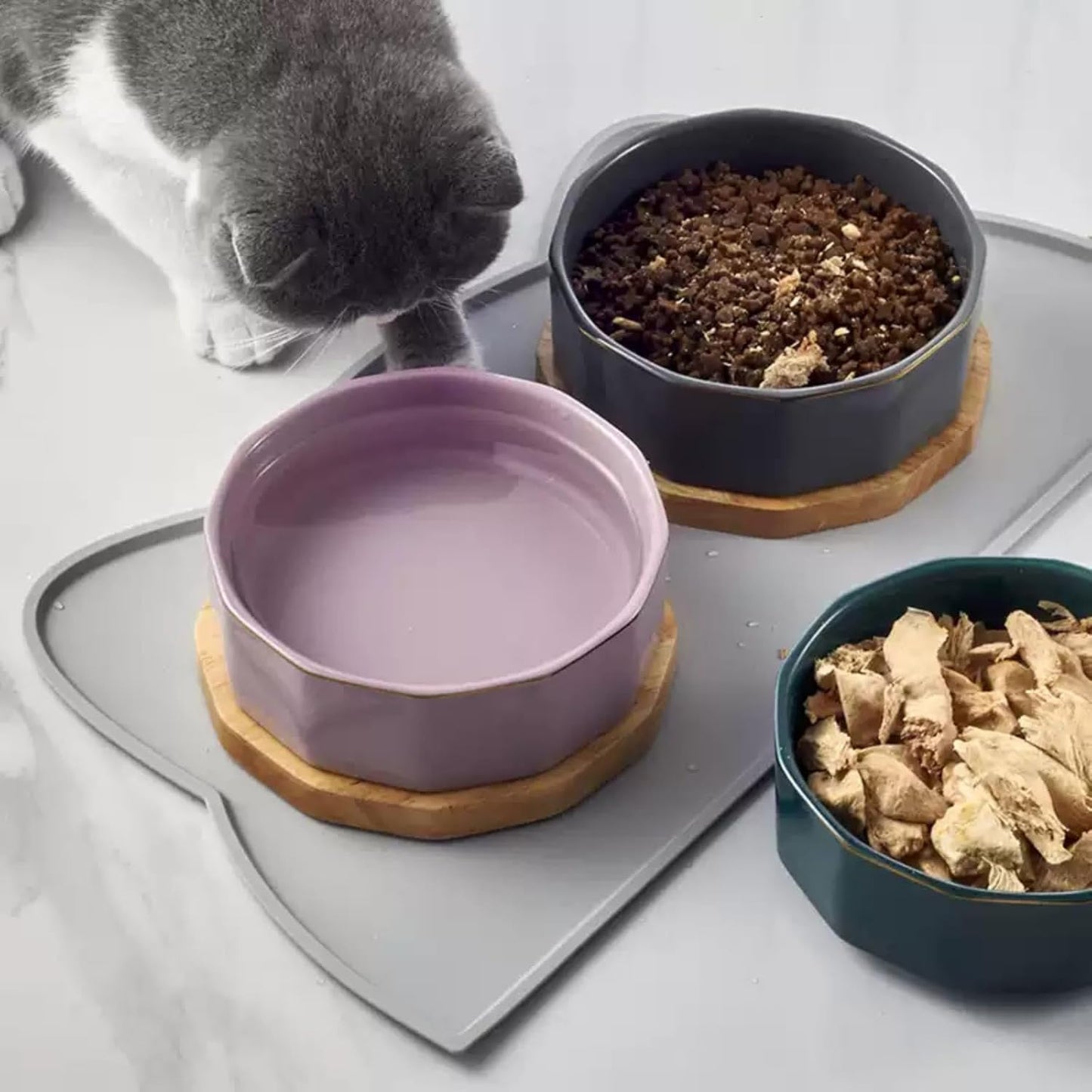 Cat Food Mat, Silicone Pet Feeding Mat for Floor Non-Slip Waterproof Dog Water Bowl Tray Cushion (20" x 12", Coral Pink)