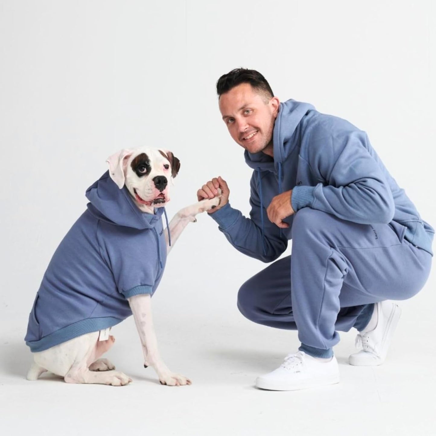 Spark Paws Dog Hoodie – Premium Dog Sweater for Small, Medium, and Large Dogs | Warm Outfits for French Bulldogs, Pitbull, Puppy, Winter Jacket Alternative - Slate Blue - L