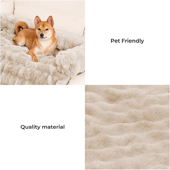 FUNNY FUZZY Dog Couch Bed, Calming Washable Cat Sofa Bed Protector Pets Mat for Small Dogs and Cats, Coffee, 27"×22"×4.7"