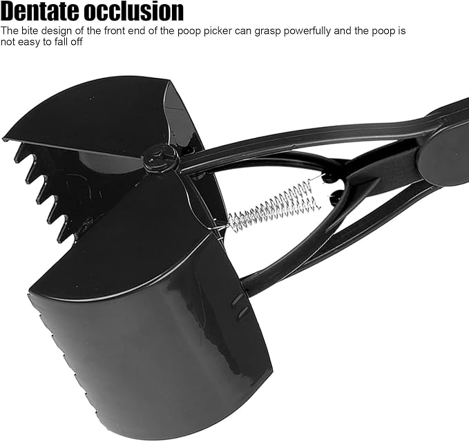 23 7 Inches Longer Handle Pet Jaw Poop Scooper for Large Small Dogs, Pooper Scooper, Portable Dog Cat Waste Picker Washing Tool with for Long-Lasting Spring for Grass, Sewage, Gravel(Black)