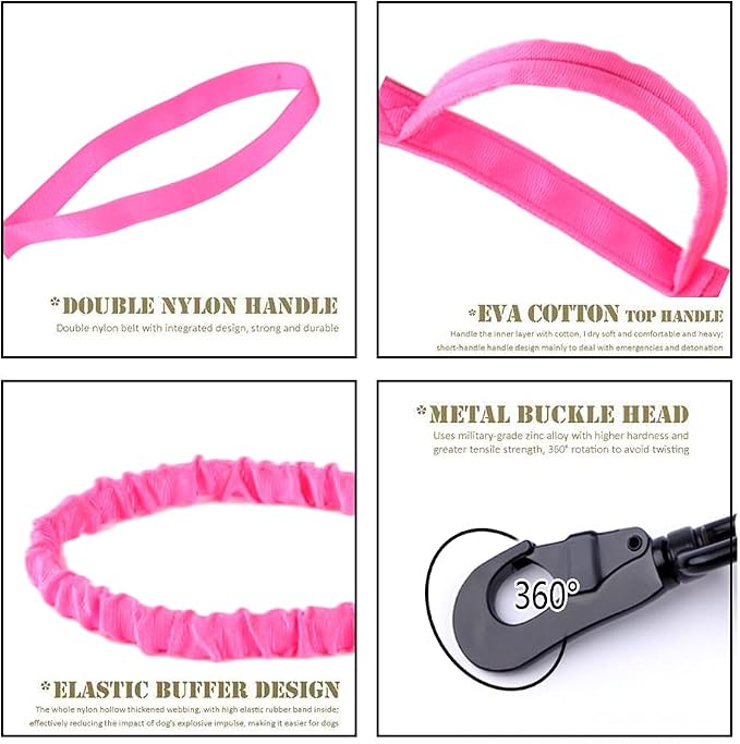 Tactical Dog Collar and Leash Set for Large Dogs with Control Handle,Pink | 1000D Heavy-Duty Nylon Fabric,Quick-Release Metal Buckle,Adjustable Fit,Soft-Padded Webbing,D-Ring,for Training & Hiking,S