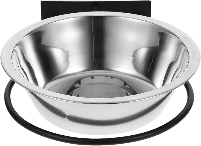 VICASKY Wall-Mount Elevated Dog Bowls with Deep Stainless Steel Food and Water Bowls, Large Raised Pet Feeder for Puppies and Small Dogs, Outdoor Wall Hanging Feeding Station in Black