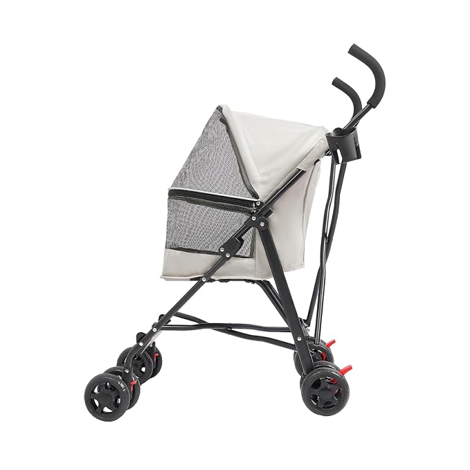 Pet Stroller for Small Medium Dogs Cats up to 22 lbs, Lightweight Foldable Dog Stroller with 360° Wheels & Brakes, Safety Tether, Breathable Mesh, Removable Washable Cushion