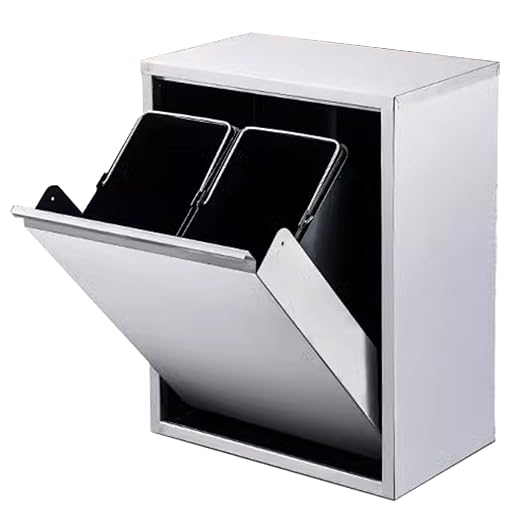 Commercial Waste Receptacle Embedded Trash Bin, Stainless Steel Tilt Out Trash Cabinet Hidden Trash Can, Wall-mounted Waste Bin Recycling Cabinet, Bathroom Waste Container Kitchen Trash Can Cabinet