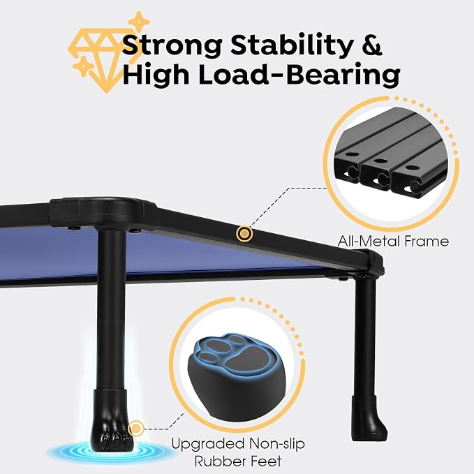 Veehoo Chew Proof Elevated Dog Bed, Indestructible Raised Dog Bed for Aggressive Chewers, Waterproof Dogs Training Platform for Indoor or Outdoor Use, 47 x29 inches, Blue