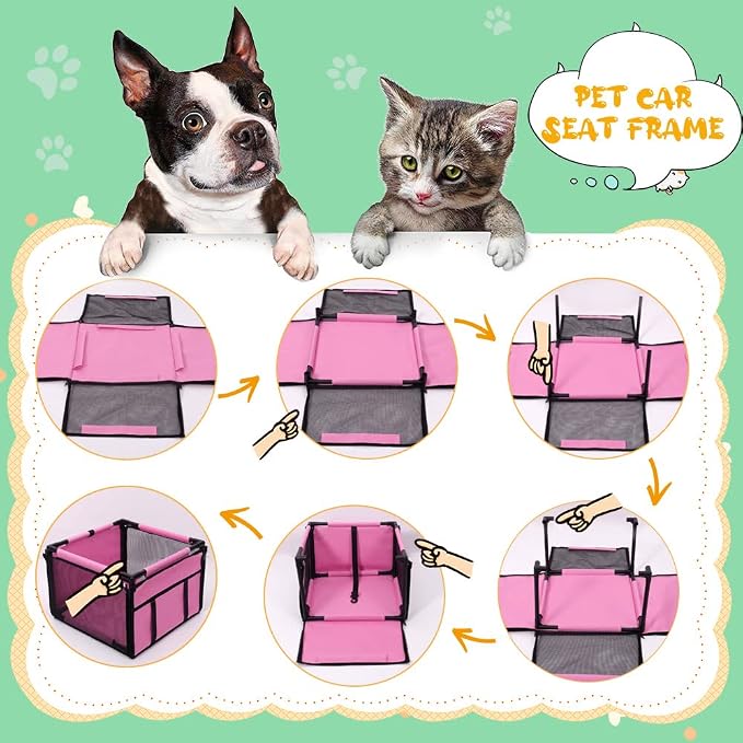 Dog Car Seat Puppy Portable Pet Booster Car Seat with Clip-On Safety Leash and Stable Fram, Anti-Collapse,Perfect for Small Pets