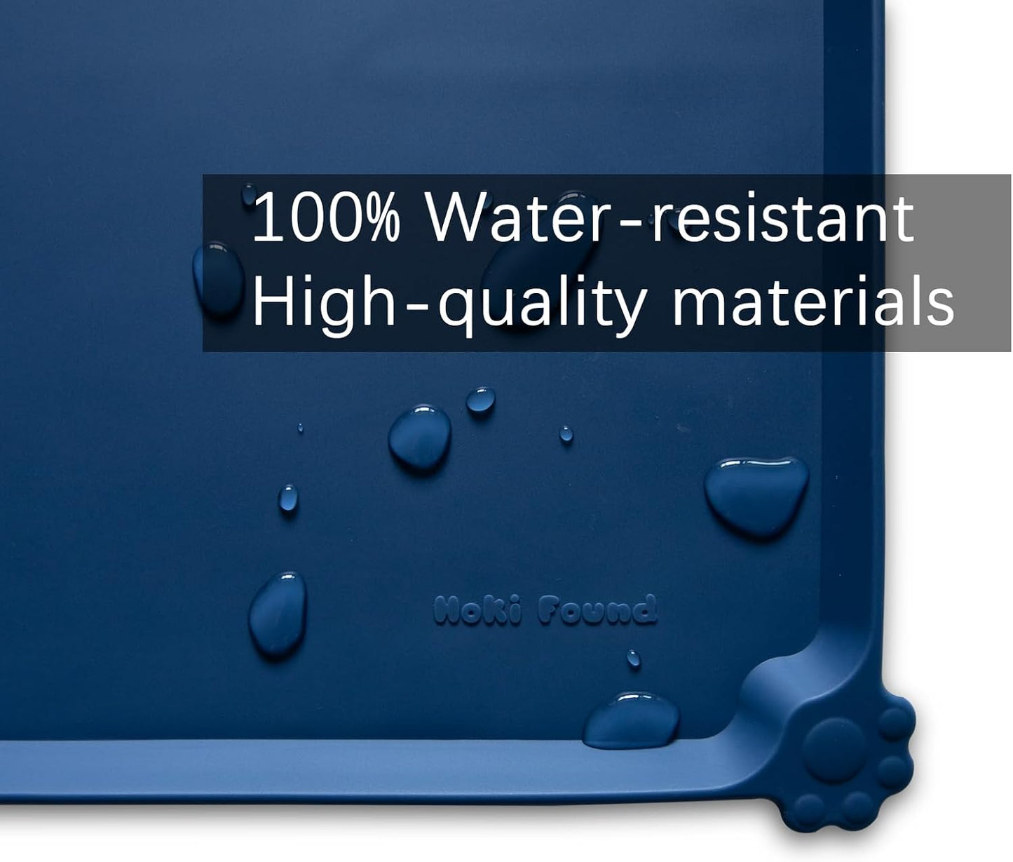 Hoki Found XX-Large Silicone Pet Food Mats - Non-Slip Dog & Cat Bowl Placemats - Waterproof Feeding Mats - Ink Indigo