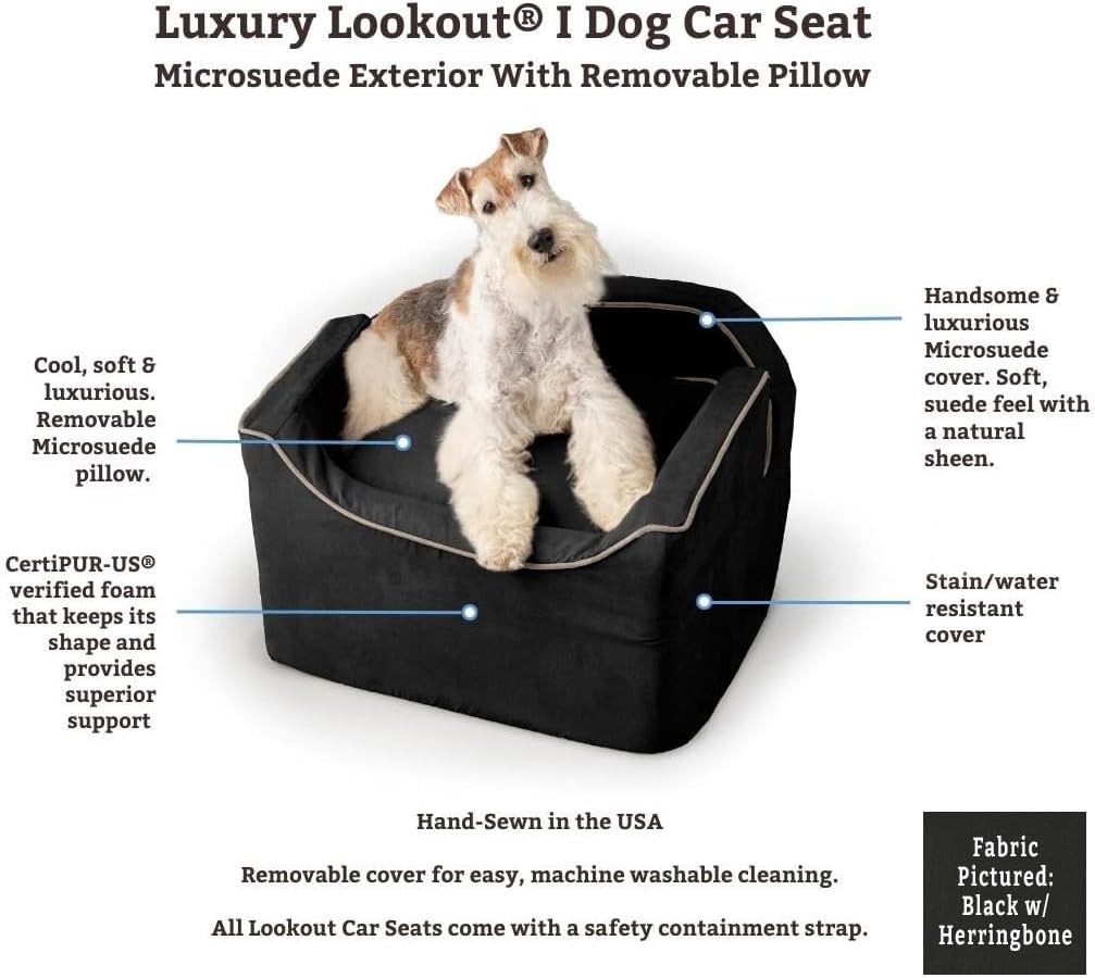 Snoozer Lookout I Car Seat - Dog Car Seats for Small Dogs, Puppy Booster Bed for Small & Medium Sized Pets Up to 25 Lbs, Elevated, Washable - Medium, Sapphire