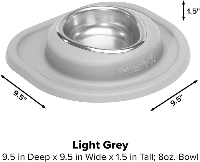 WeatherTech Single Low Pet Feeding System - Heavy-Duty Dog & Cat Food/Water Bowl - 8 oz (1 Cup) Light Grey (SL0801LG)