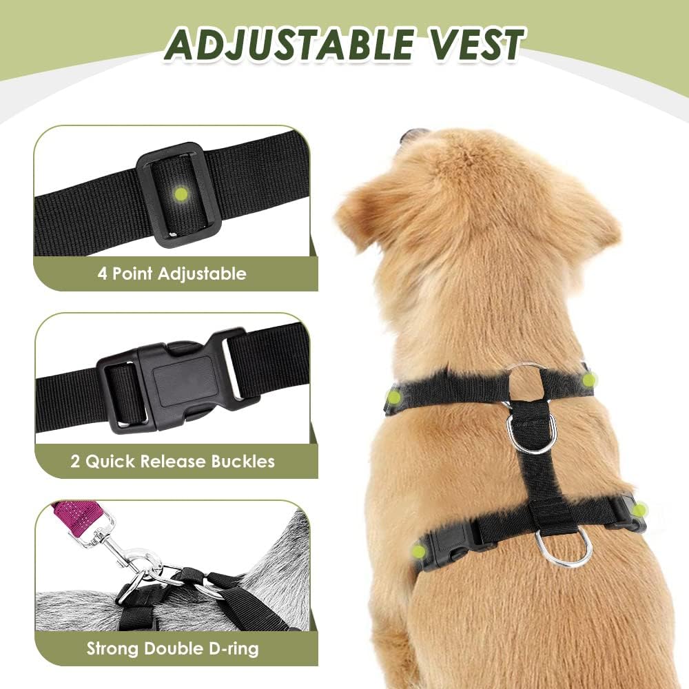 Lukovee Dog Seat Belt for Car, Adjustable Dog Car Harness for Large Medium Small Dogs, Soft Padded & Breathable Mesh Dog Seatbelt with Car Strap and Carabiner(Rose Double Clip,XXX-Small)