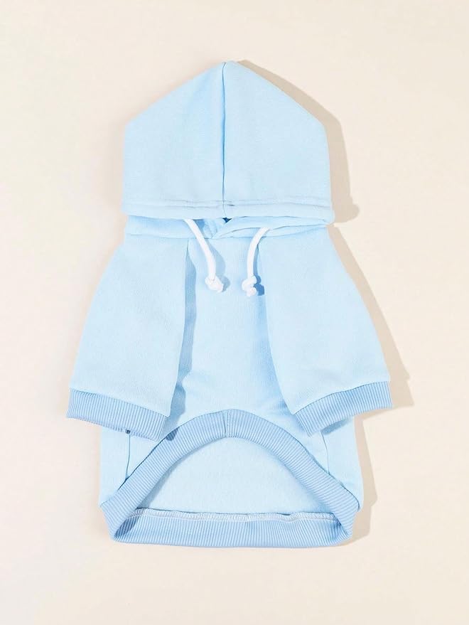 QWINEE Basic Dog Hoodie Sweatshirt Puppy Sweater Warm Cat Costumes Pet Clothes for Chihuahua Puppy Kitten Small Medium Dogs Light Blue Small