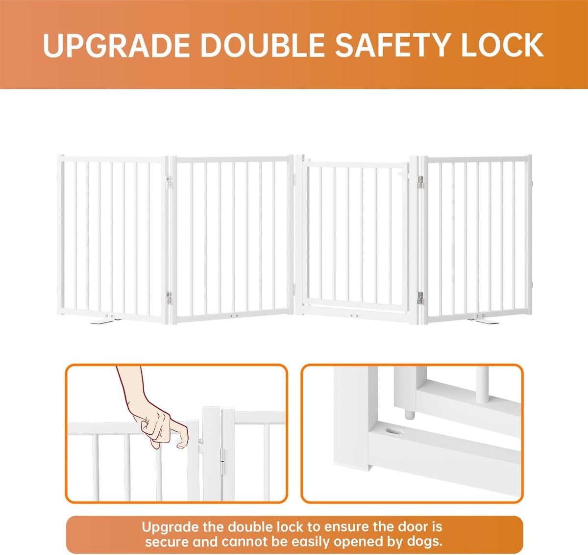 Full Metal Freestanding Dog Gate with Door, 24'' Height Foldable Pet Dog Fence for Indoor & Outdoor, 4 Panels Extra Wide Free Standing SmallDog Gates for Doorways,House,Stairs,Porch,Deck,Yard