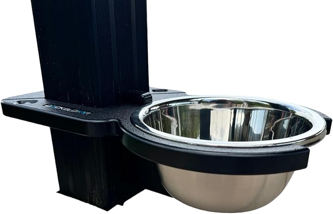 Dock Mounted Dog Bowl & Holder – UV & Rust-Resistant, Marine-Grade, Easy No-Drill Installation, Made in The USA- Fits a 3" Square Post