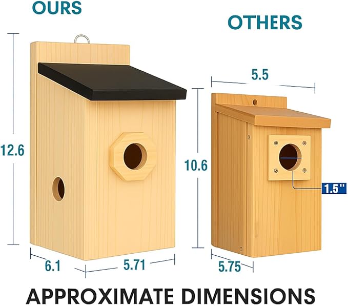 Bird House for Outside – Rustic Hanging Birdhouse for Bluebirds & Cardinals, Decorative Outdoor Bird Nesting Box for Garden, Tree, Fence 2pcs