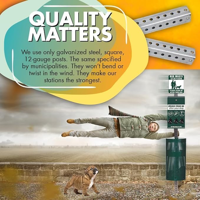 Zero Waste USA - Aluminum Low Profile Dog Waste Station, Matte Black | 5' low-profile aluminum station with 400 roll bags, 25 liners, rust-proof construction, blends into parks and landscapes