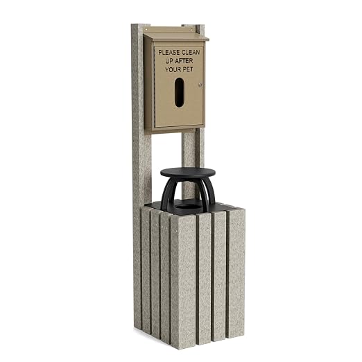 Pet Waste Station for Dog Parks, Trails & Public Spaces | Made of Highly Durable Recycled Wood | Built in Trash Can and Bag Dispenser | Weather Resistant & Built to Last - Weathered