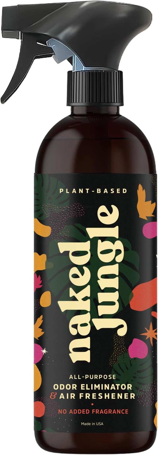 Naked Jungle Premium Plant-Based Odor Eliminator for Strong Odors, Air Freshener Spray, Non Toxic Air Fresheners For Home, Room Deodorizer, No Added Fragrances (16oz, 24oz & 32oz)