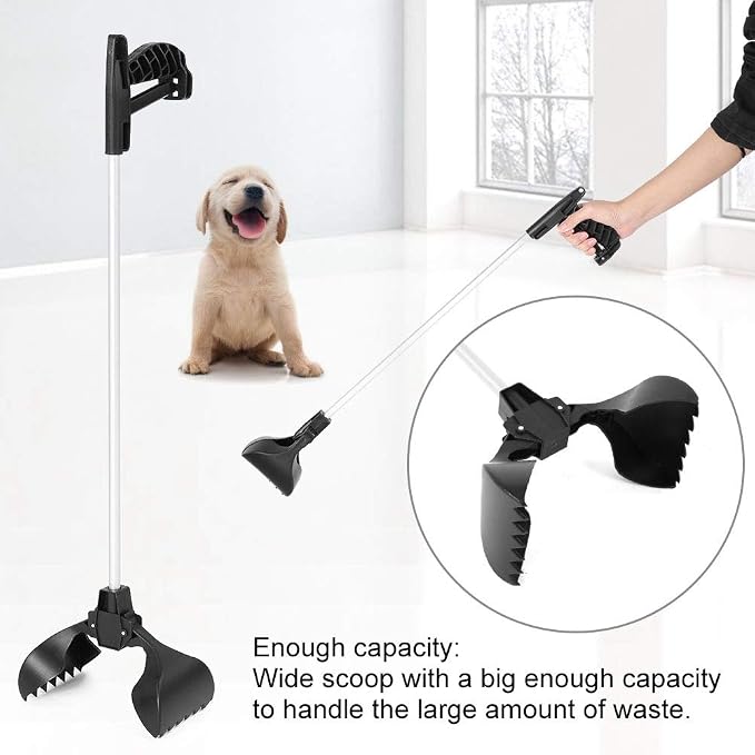 ZJchao Dog Cat Waste Pick Up Tool, Scoop Jaw Pooper Scooper Dirt Picker Single Handed Heavy Duty Poop Scoop Dog Sanitary Waste Pickup Tool Large Size