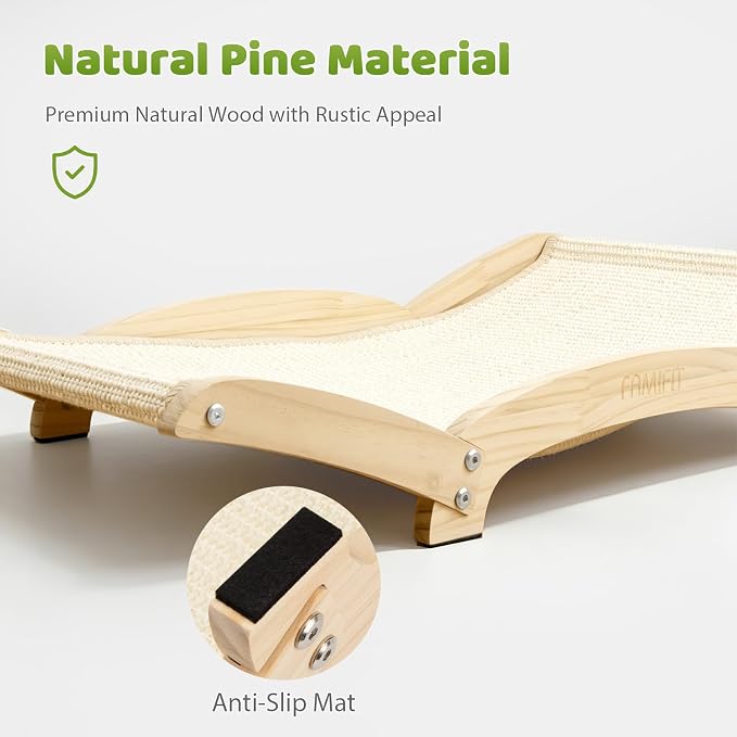 28" Extra Large Cat Scratcher Bed, Natural Sisal Lounge Cat Furniture | Scratch & Rest Design with Wooden Frame, Natural Sisal Scratching Surface, Cozy Lounge Chair for Indoor Cats