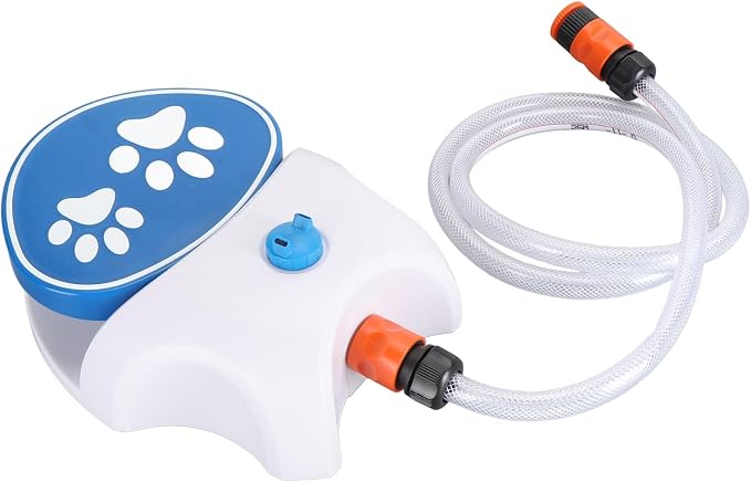 Generic Outdoor Activated Dog Water Fountain with Hose for Large Pets Durable Plastic Blue 26.5x21x8cm